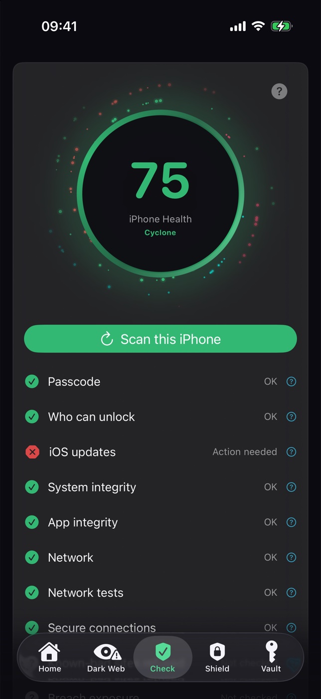 Cyclone for iPhone — Check, the protection check